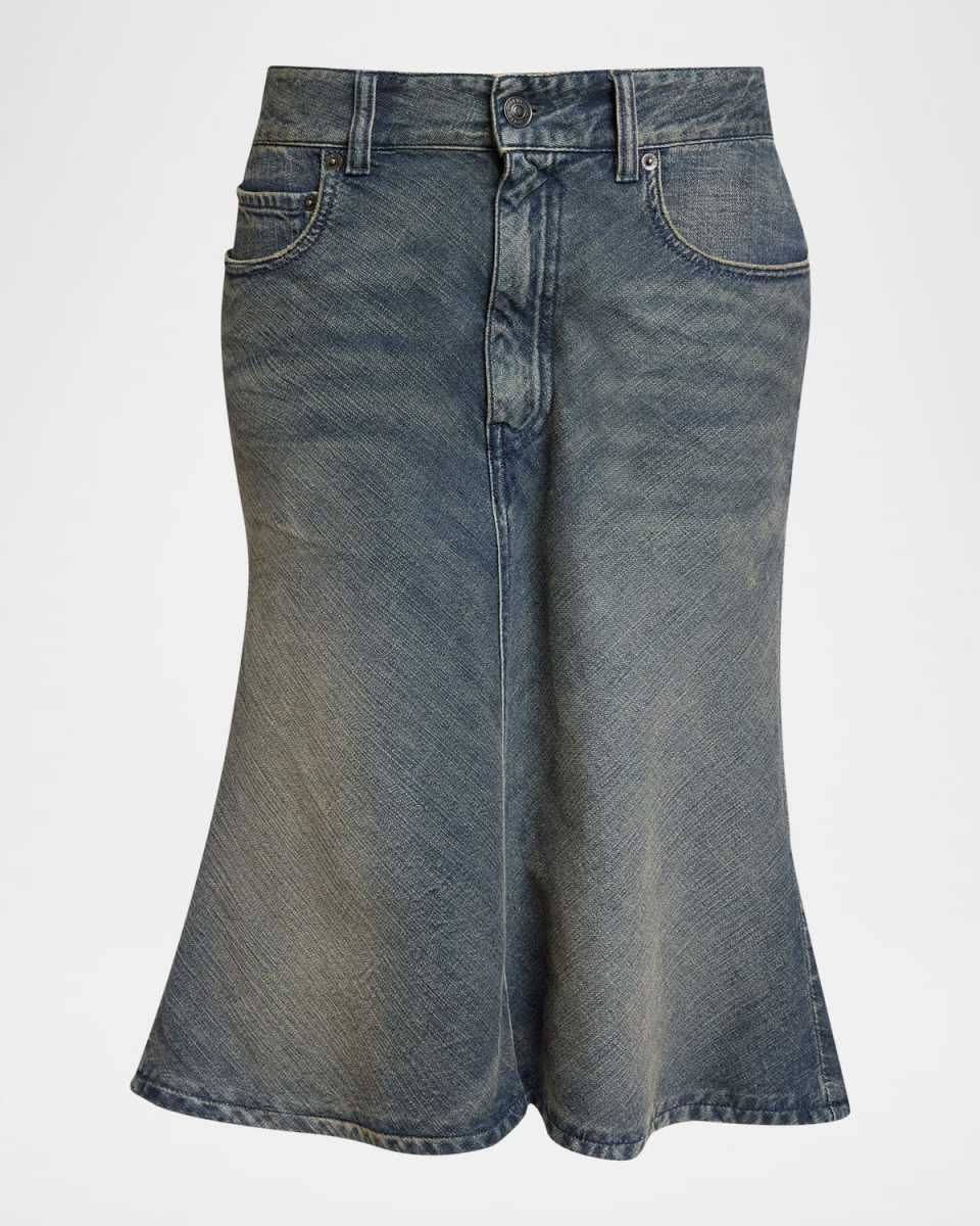 Denim Midi Trumpet Skirt